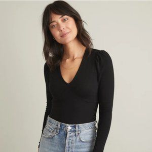 Black Marine Layer Rib V-Neck Top